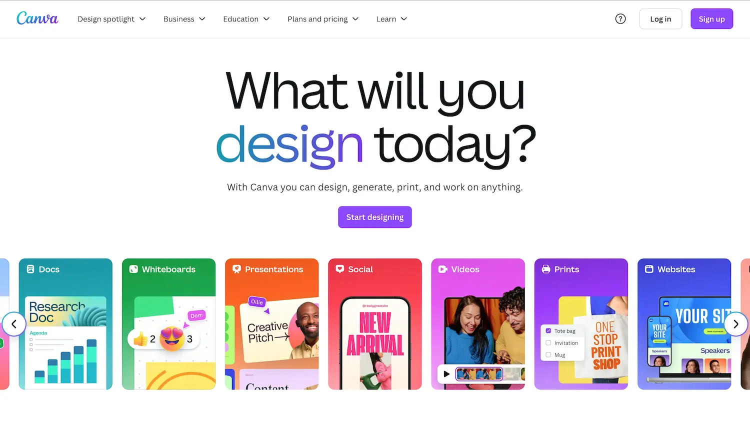 Canva.com homepage