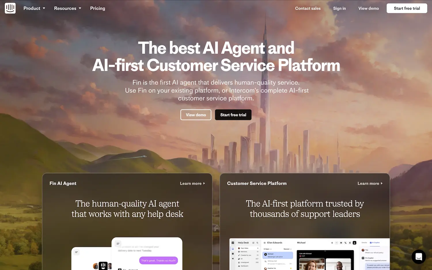 Intercom.com homepage