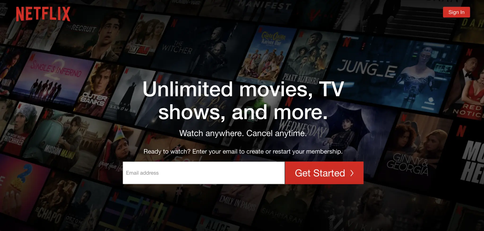 Netflix.com homepage