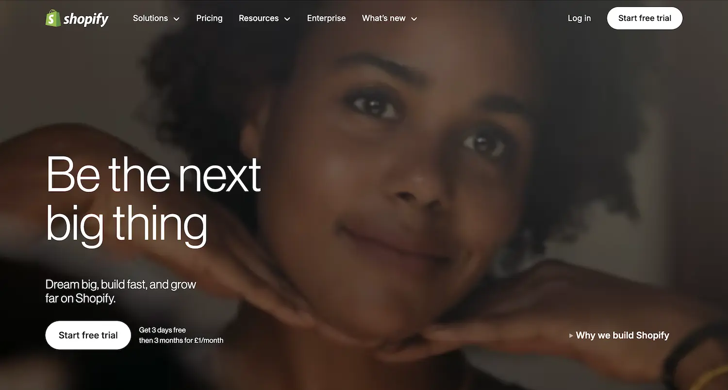 Shopify.com homepage