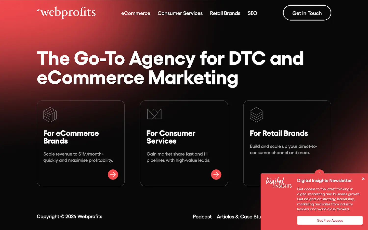 Webprofits.com.au homepage