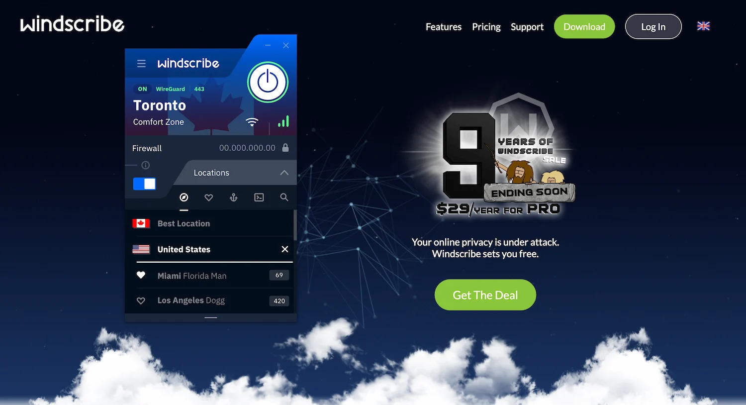 Windscribe.com homepage