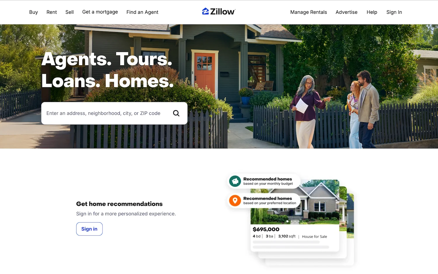 Zillow.com homepage