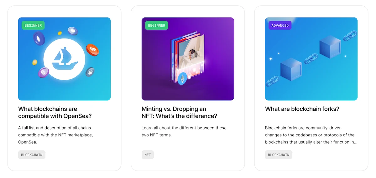 'Most popular articles' section 2 on the OpenSea site