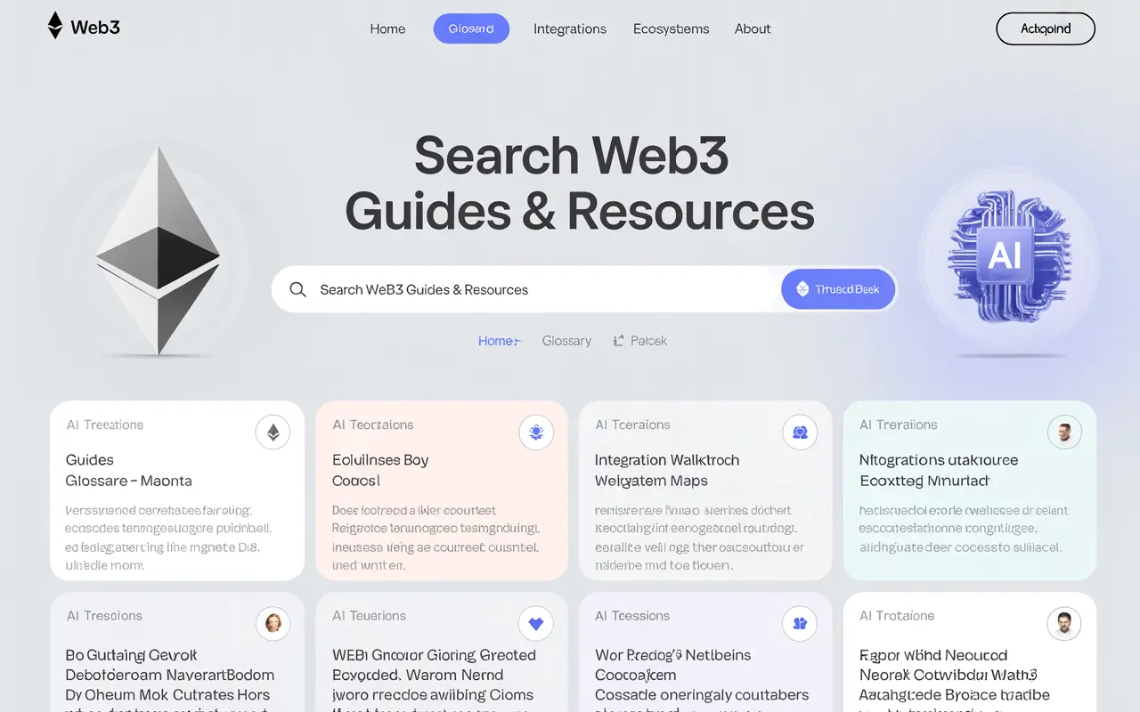 A digital interface with a prominent search bar at the top. Created on Ideogram.ai