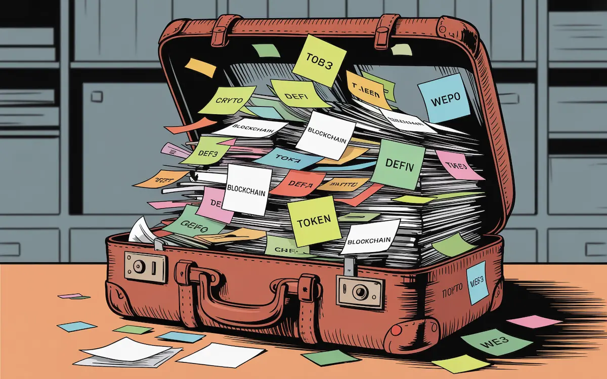 An overstuffed suitcase crammed with hundreds of keywords. Created on Ideogram.ai