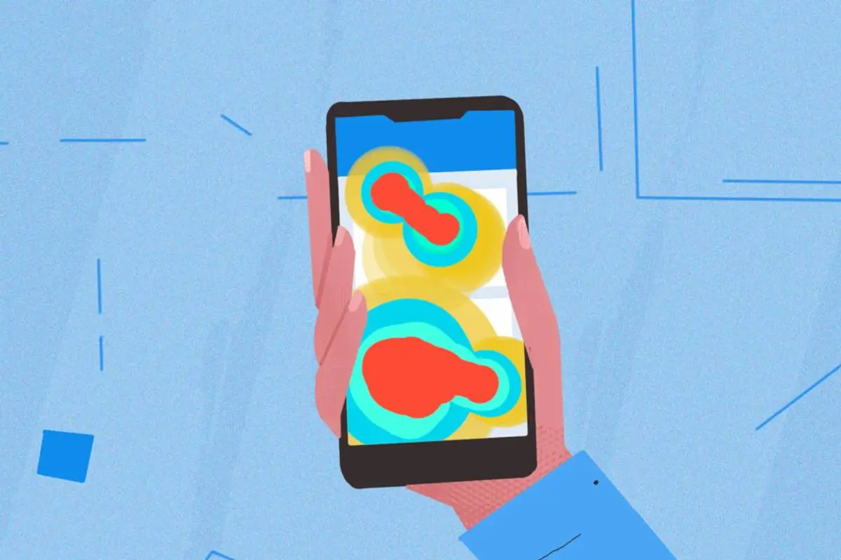 Animated depiction of heat mapping in dApps