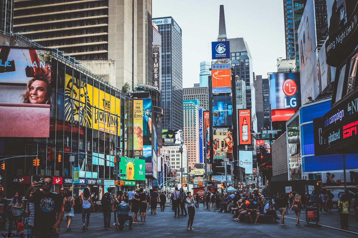 A wide shot of lots of people in Times Square, New York by Vlad Alexandru Popa on Pexels. com