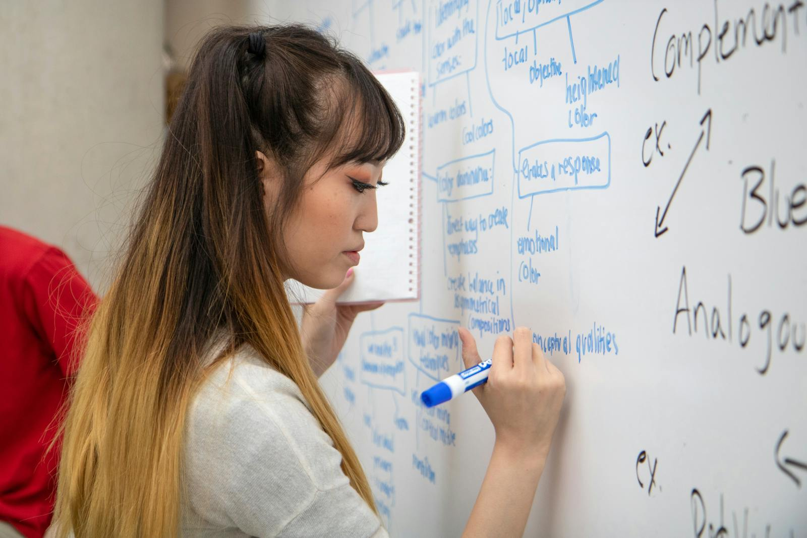 Woman in white shirt writing about Ethereum on a white board by Roxanne Minnish on pexel.com