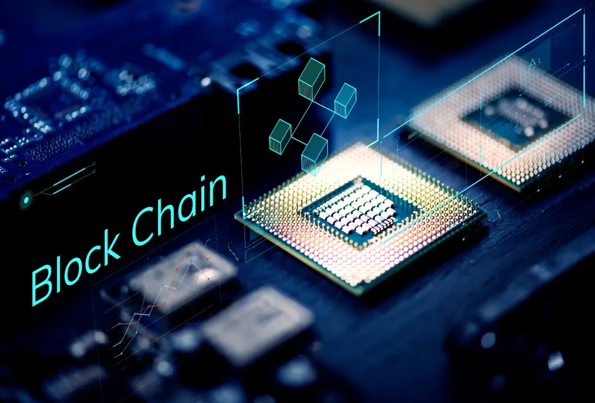 Closeup of microchips in a computer processor