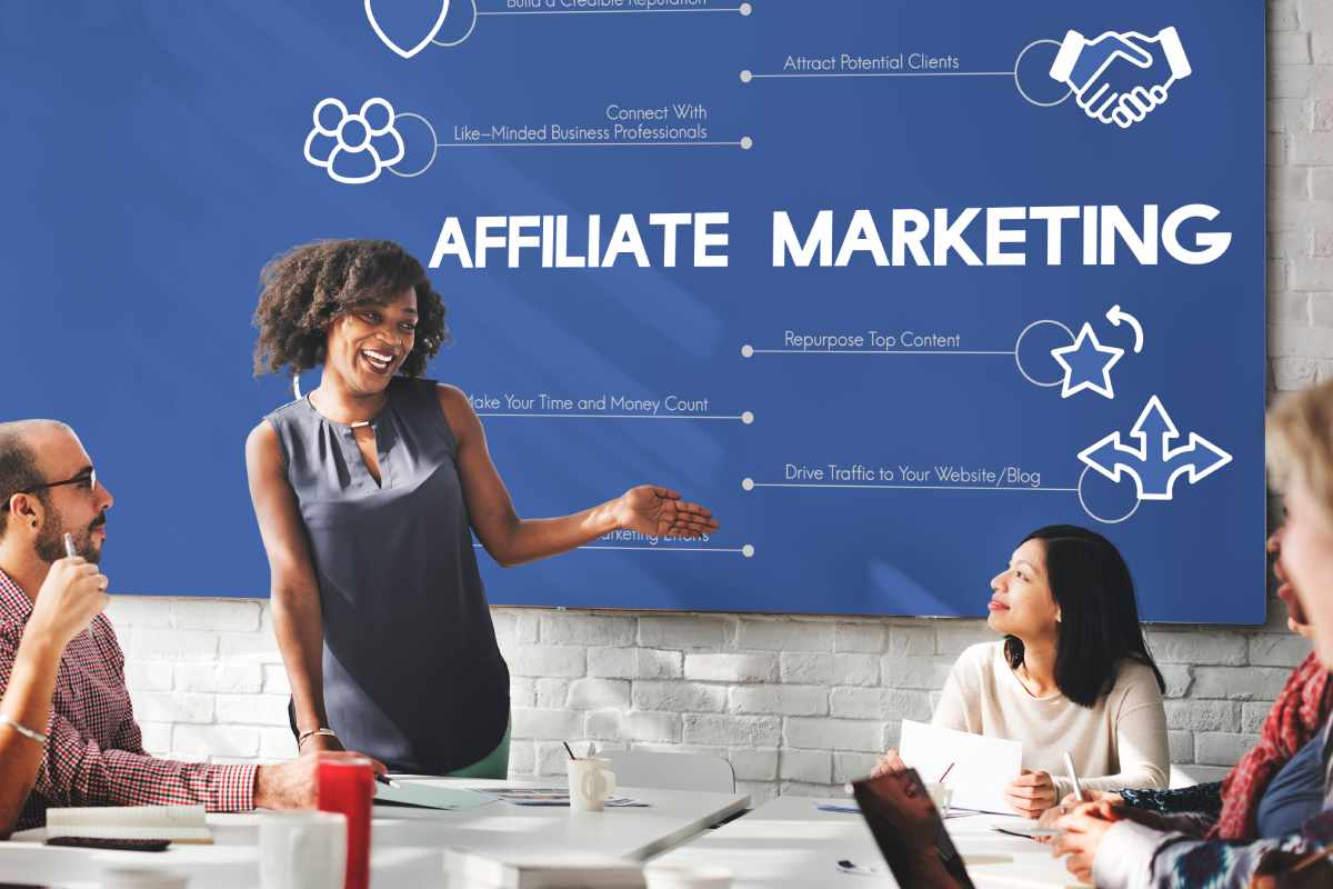 Woman presenting about affiliate marketing