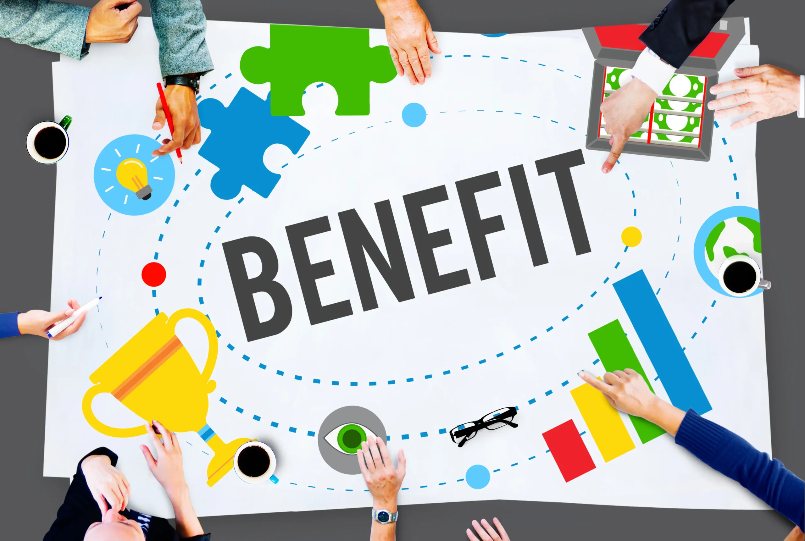 Benefit Advantage Compensation Reward Bonus Concept