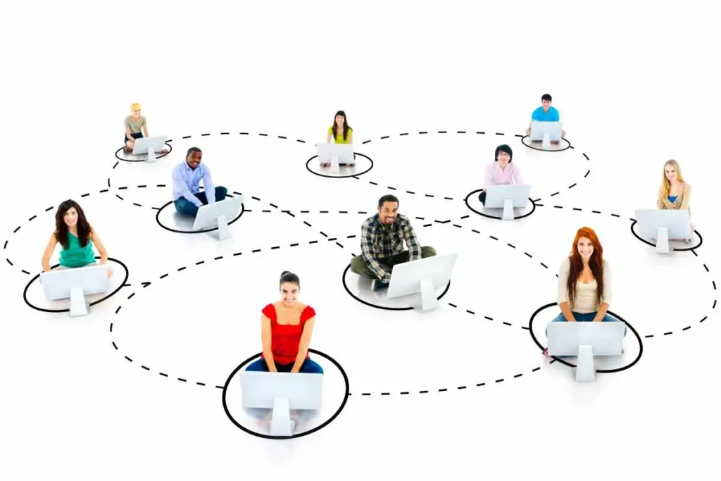 Group of Young People Decentralized Social Networking