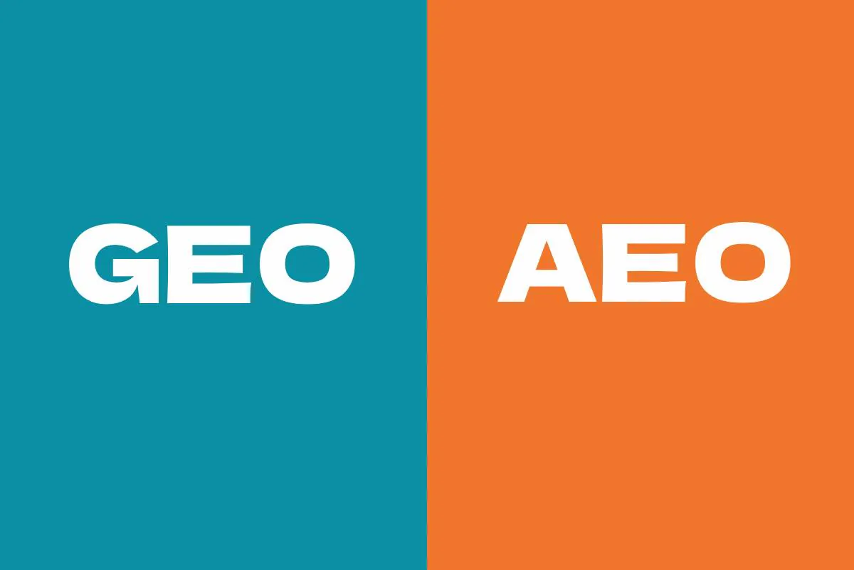 GEO and AEO in bold white letters