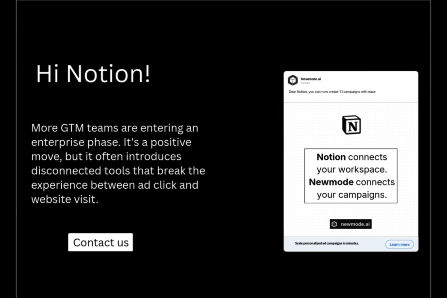 NewMode.ai picture about the creation of personalized website for every account