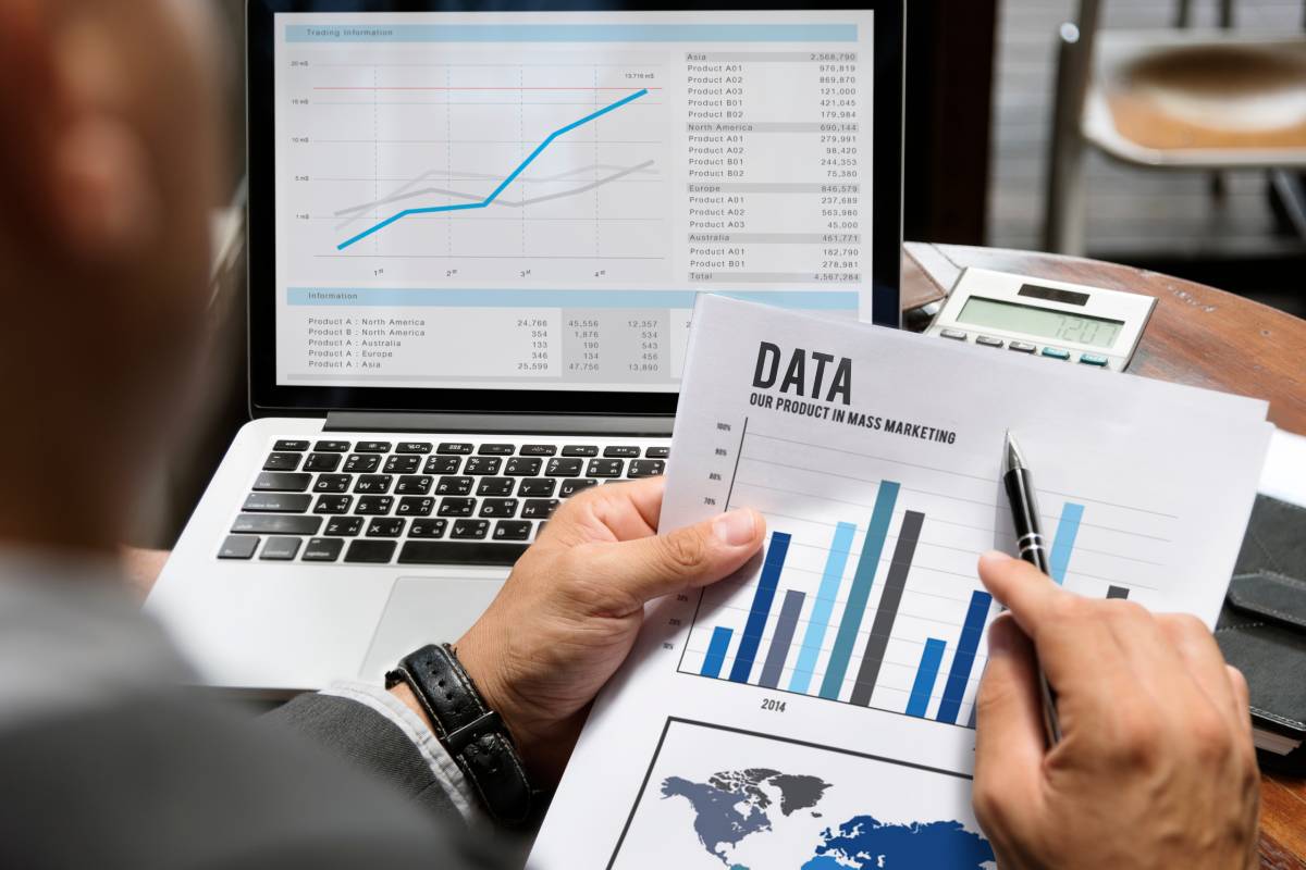 A man is analysing on chain metrics