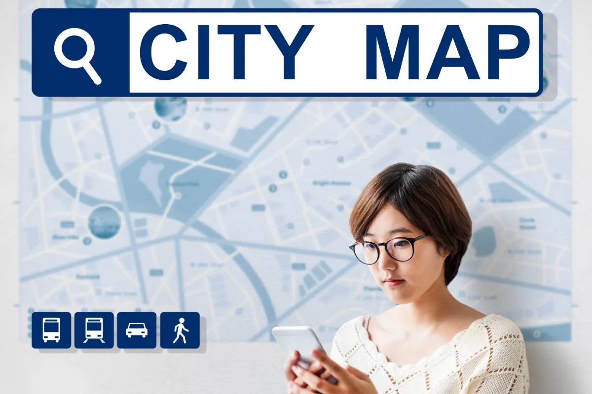 A woman using her phone to search a local landing page