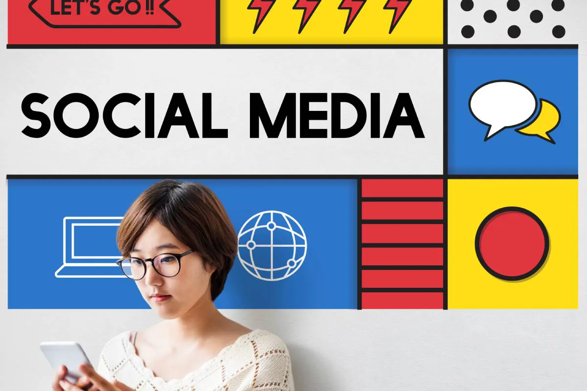 A lady using her social apps to do her search