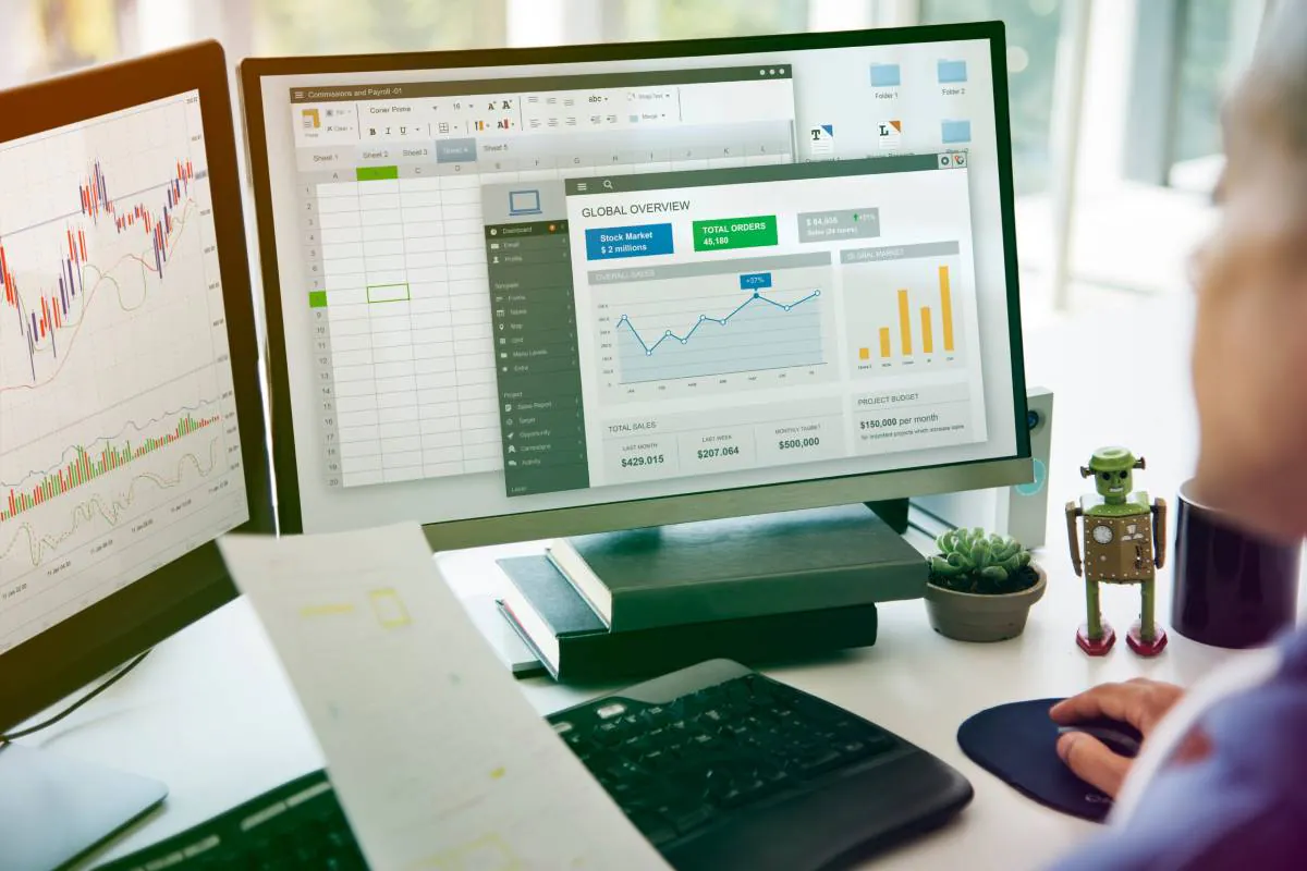 An image showing a developer analyzing blockchain data