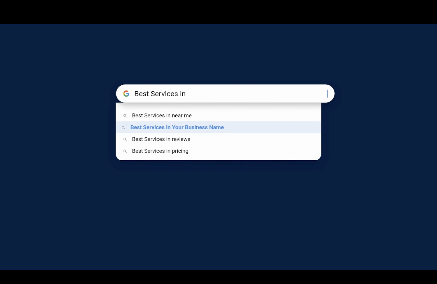 Step two - your brand appears in autocomplete in Google search