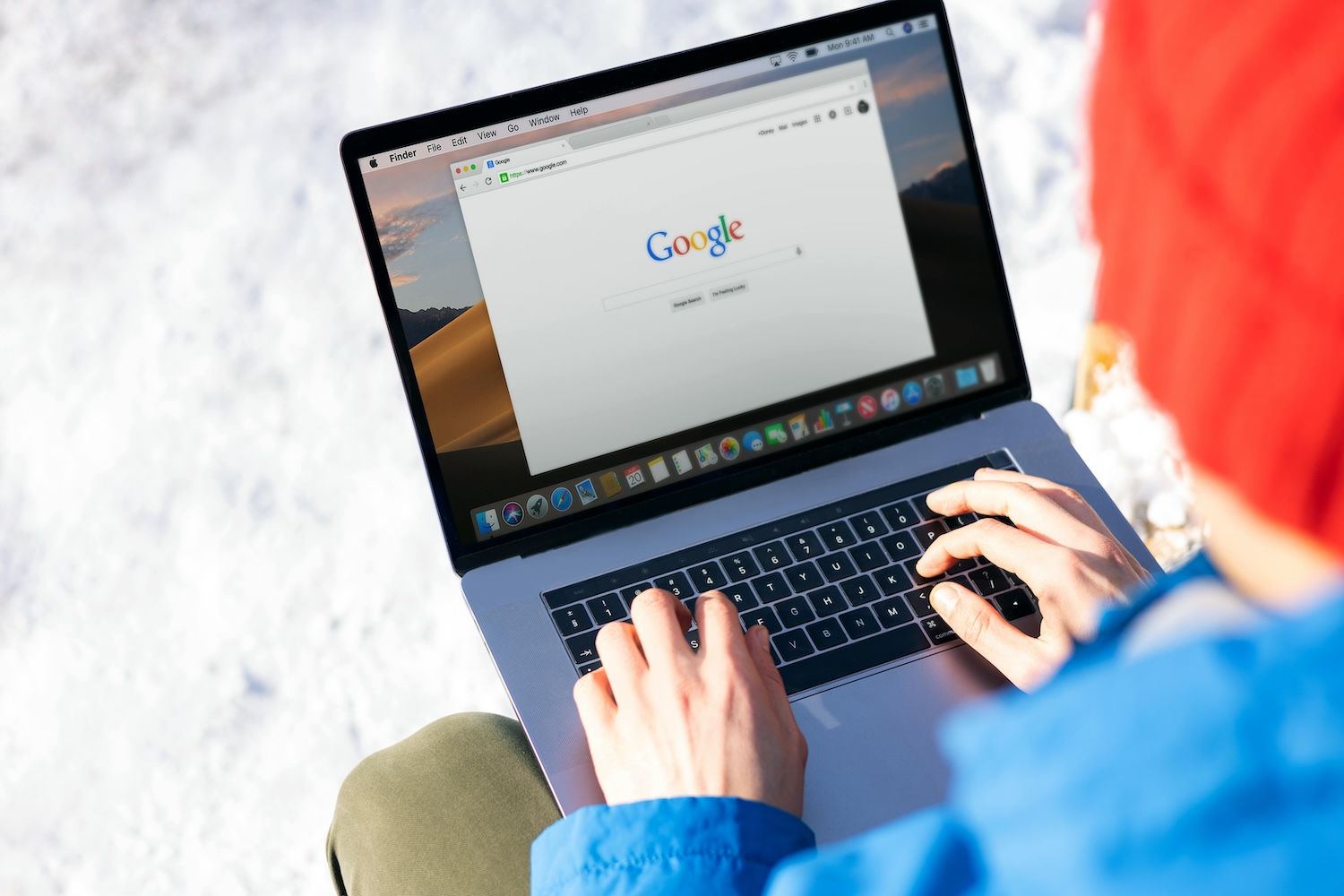 Person on their laptop, typing Google signals by firmbee.com on Pexels