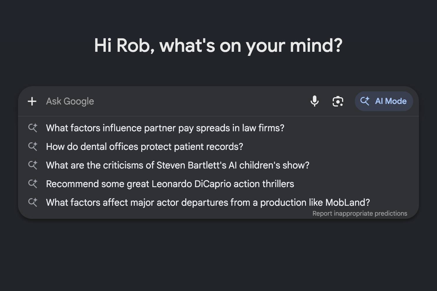 Google AI screenshot