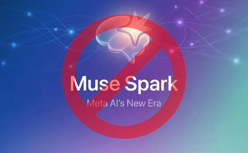Image of Meta's Muse Spark with a red circular restricted sign over it
