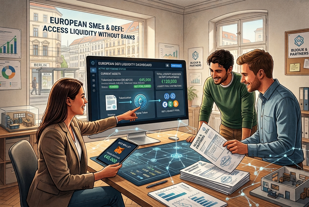 An image showing European SMEs Are Using Invoice Tokenization to Access DeFi Liquidity Without a Bank
