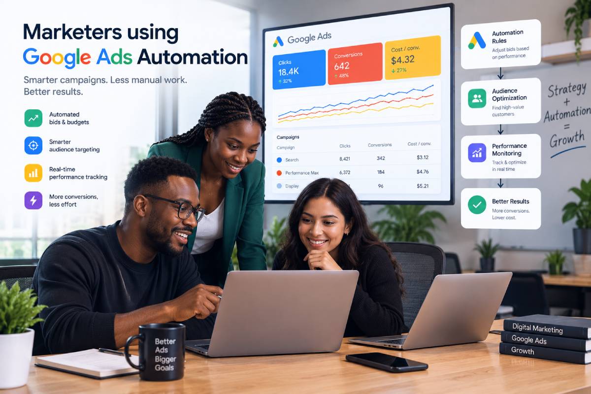 An image showing Marketers discussing google ads automation