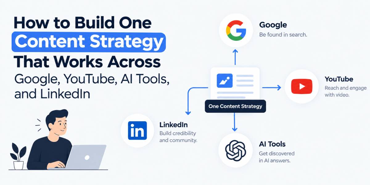 How to Build One Content Strategy That Works Across Google, YouTube, AI Tools, and LinkedIn